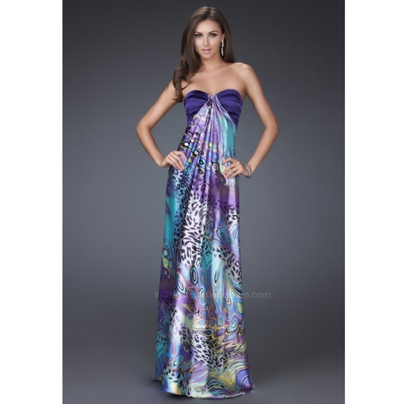 La Femme Animal Print Strapless Dress - Picture 2 of 7